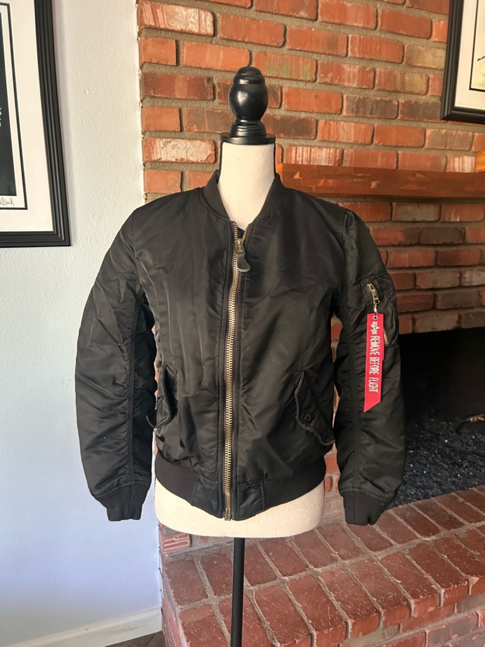 Alpha Industries 'MA-1' Slim Fit Bomber Jacket in Black Sz XS - Picture 3 of 12